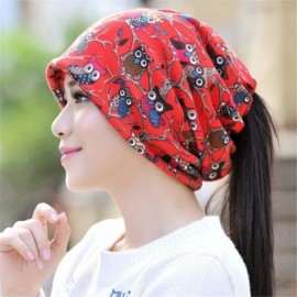 Skullies & Beanies 2 Pack Women's Slouchy Beanies Printing Scarf Cap - 09- Owl Red - C3183OEN67X $12.25