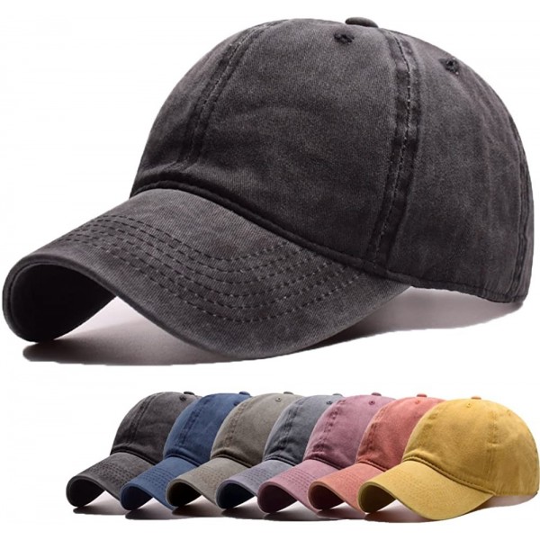 Baseball Caps Women Men Vintage Jeans Washed Distressed Baseball Cap Twill Adjustable Dad Hat - A-black - CZ18G283SZ2 $8.95