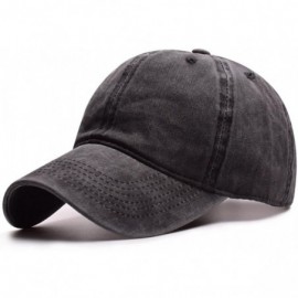 Baseball Caps Women Men Vintage Jeans Washed Distressed Baseball Cap Twill Adjustable Dad Hat - A-black - CZ18G283SZ2 $8.95