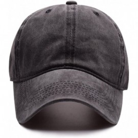 Baseball Caps Women Men Vintage Jeans Washed Distressed Baseball Cap Twill Adjustable Dad Hat - A-black - CZ18G283SZ2 $8.95