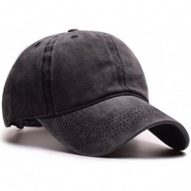 Baseball Caps Women Men Vintage Jeans Washed Distressed Baseball Cap Twill Adjustable Dad Hat - A-black - CZ18G283SZ2 $8.95