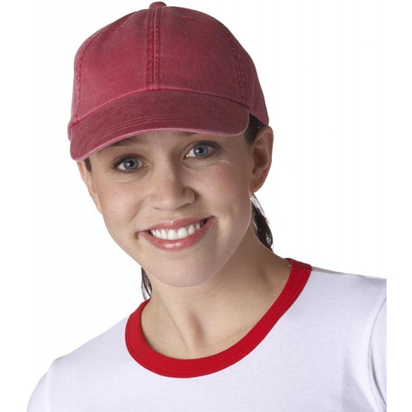 Baseball Caps Optimum Pigment Dyed-Cap - White - Nautical Red - CK118PEAGX5 $12.51
