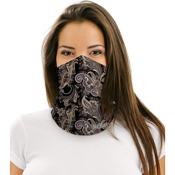 Balaclavas 12 in 1 Multifunctional Headwear Face Mask Headband Neck Gaiter - Deep Purple Paisley - C819088R0K2 $19.27