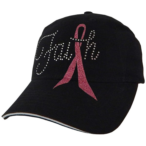 Baseball Caps Breast Cancer Awareness Faith Hat in Black - C9127QCVB27 $10.72