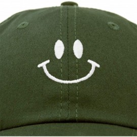Baseball Caps Smile Baseball Cap Smiling Face Happy Dad Hat Men Women Teens - Olive - CE18SIRXZM2 $10.82
