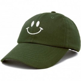 Baseball Caps Smile Baseball Cap Smiling Face Happy Dad Hat Men Women Teens - Olive - CE18SIRXZM2 $10.82