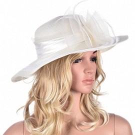 Sun Hats Womens Wide Brim Floral Feather Kentucky Derby Church Dress Sun Hat A340 - Beige - CN12EEI70T9 $6.65