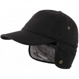 Baseball Caps Men's Winter Baseball Cap with Earflaps Fleece Lined Trapper Hunting Hat - Black - CW1939L03K5 $10.25