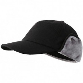 Baseball Caps Men's Winter Baseball Cap with Earflaps Fleece Lined Trapper Hunting Hat - Black - CW1939L03K5 $10.25