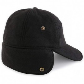 Baseball Caps Men's Winter Baseball Cap with Earflaps Fleece Lined Trapper Hunting Hat - Black - CW1939L03K5 $10.25