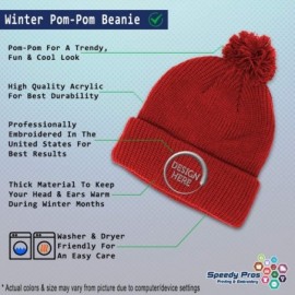 Skullies & Beanies Winter Pom Pom Beanie for Men & Women Czech Republic Flag Embroidery 1 Size - Red - CM18ZH8GESL $16.46
