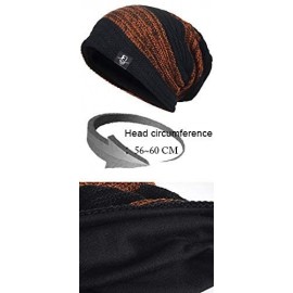 Skullies & Beanies Mens Slouchy Beanie Knit Skull Cap Long Baggy Hip-hop Winter Summer Hat B305 - Retro-black&claret - CU12N5...