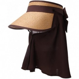 Sun Hats Rollup Straw Sun Visor Foldable Wide Brim Travel Hat Freesize Ponytail Fashion - 89044_khaki - CC17YK78ZSS $44.57