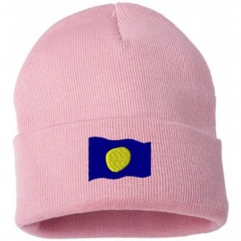Skullies & Beanies Palau Flag Custom Personalized Embroidery Embroidered Beanie - Light Pink - CS12ODP70BB $18.67