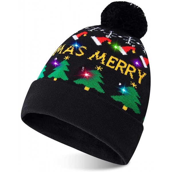 Skullies & Beanies Led Christmas Hat Adult Kids Light Up Warm Cap Xmas Knit Winter Beanie - Multicoloured-013 - CY18YI4NASY $...