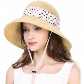 Sun Hats Womens Floppy Summer Sun Beach Straw Hat UPF50 Foldable Wide Brim 55-60cm - 91014_beige - C7196SLZ7MY $25.73