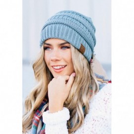 Skullies & Beanies Solid Ribbed Beanie Slouchy Soft Stretch Cable Knit Warm Skull Cap - Denim - C412N0028HG $12.91