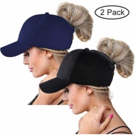 Baseball Caps Ponytail Baseball Adjustable Cotton Trucker - Black/Navi Blue - C818RH0RWE3 $14.31