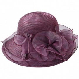Sun Hats Kentucky Derby Hat- Women's Organza Church Kentucky Derby Fascinator Bridal Tea Party Wedding Hat - Purple1 - C618UC...