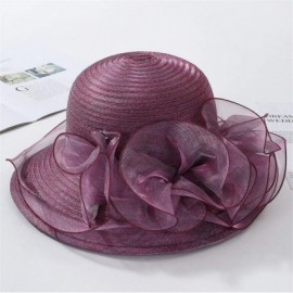 Sun Hats Kentucky Derby Hat- Women's Organza Church Kentucky Derby Fascinator Bridal Tea Party Wedding Hat - Purple1 - C618UC...