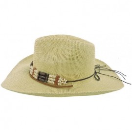 Cowboy Hats Silver Fever Woven Cowboy Hat Triple Beaded Leather Band & Chin Strap - Beige - CJ12BWNOGN7 $21.78