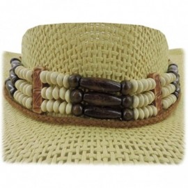 Cowboy Hats Silver Fever Woven Cowboy Hat Triple Beaded Leather Band & Chin Strap - Beige - CJ12BWNOGN7 $21.78