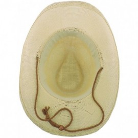 Cowboy Hats Silver Fever Woven Cowboy Hat Triple Beaded Leather Band & Chin Strap - Beige - CJ12BWNOGN7 $21.78