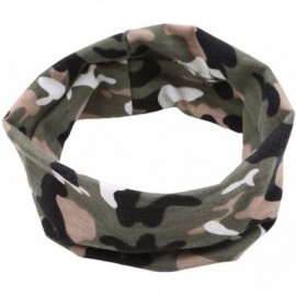 Headbands Fashion Camouflage Headband Elastic Sports Running Yoga Outdoor Headwear Athletic Sweatband for Men Women-Green - C...
