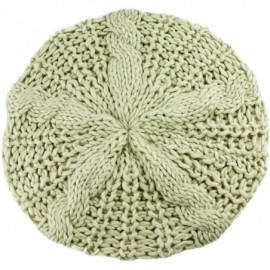 Berets Women's Lady Knitted Beret Braided Baggy Beanie Crochet Hat Ski Cap - Ivory - C611MIPEMQ5 $8.88