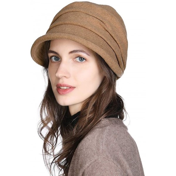 Newsboy Caps 2019 New Womens Visor Beret Newsboy Hat Cap for Ladies Merino Wool - 00757_khaki - CU18YLTEXL3 $22.09