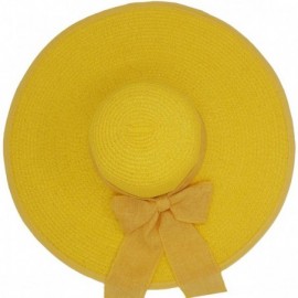 Sun Hats UPF50+ Women's Foldable Bowknot Straw Floppy Wide Brim Sun Hat Beach Cap Muti Colors - Lemon - CH182QGGCT5 $14.48