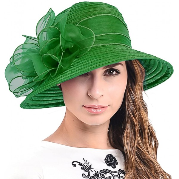 Sun Hats Cloche Oaks Church Dress Bowler Derby Wedding Hat Party S015 - Bow-green - CE12F1755EJ $24.56