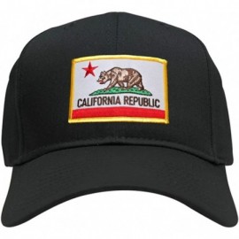 Baseball Caps California Republic Embroidered Iron On Patch Gold Border Snapback Baseball Cap - Black - CJ12LZNAMNB $10.62