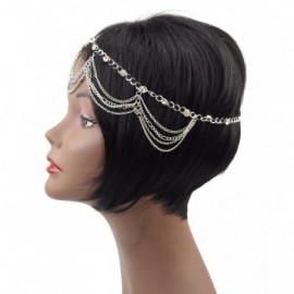 Headbands Women's Bohemian Fashion Head Chain Jewelry - Rhinestone Stud Charm- Silver-Tone - CY11F76I8MB $11.85