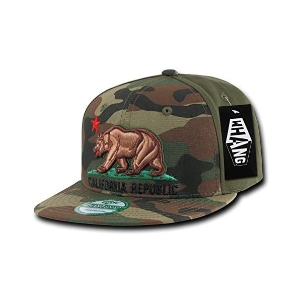 Baseball Caps Camo California Republic Snapbacks - Woodland/Woodland/Olive - C111M64PNEX $19.04