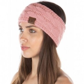 Cold Weather Headbands Exclusives Womens Head Wrap Lined Headband Stretch Knit Ear Warmer - Indi Pink - CP18Y4EK39O $15.32
