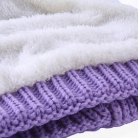 Skullies & Beanies Women's Knitted Messy Bun Hat Ponytail Beanie Baggy Chunky Stretch Slouchy Winter - Lavender - C618YMEY2QD...