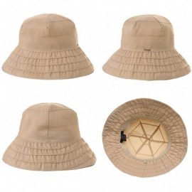 Sun Hats Womens UPF50+ Summer Sunhat Bucket Packable Wide Brim Hats w/Chin Cord - 00047_khaki Beige - C518U65U8XH $12.56