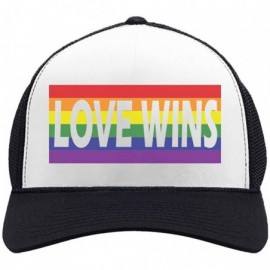 Baseball Caps Love Wins Pride Parade Hat Gay & Lesbian Pride Rainbow Flag Trucker Hat Mesh Cap - Black/White - C218CU2TL43 $1...