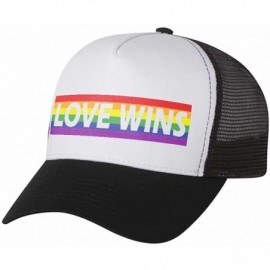 Baseball Caps Love Wins Pride Parade Hat Gay & Lesbian Pride Rainbow Flag Trucker Hat Mesh Cap - Black/White - C218CU2TL43 $1...