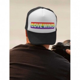 Baseball Caps Love Wins Pride Parade Hat Gay & Lesbian Pride Rainbow Flag Trucker Hat Mesh Cap - Black/White - C218CU2TL43 $1...