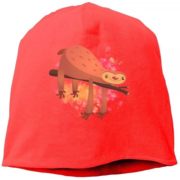 Skullies & Beanies Women Knit Daily Beanie Hat Funny Sloth Warm Fashion Watch Cap - Red - CA18HG43W5D $8.67