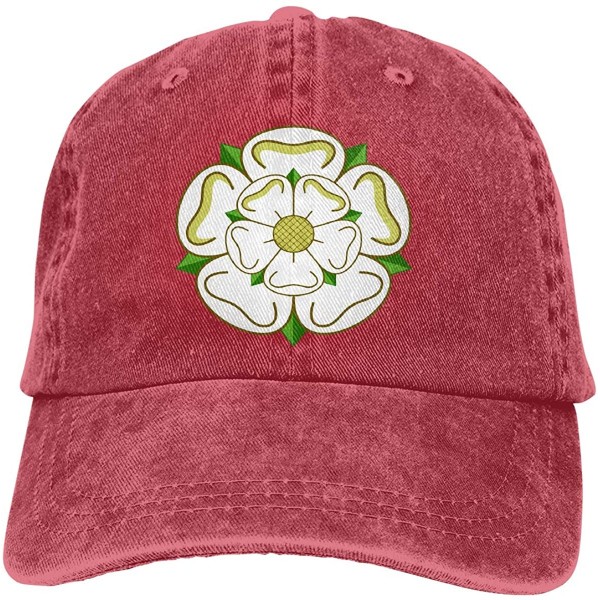 Baseball Caps Yorkshire Rose County Flag Unisex Custom Cowboy Hat Sun Hat Adjustable Baseball Cap - Red - CE18SSTG4TK $17.05