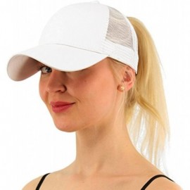 Skullies & Beanies Ponytail Cap Messy Trucker Adjustable Visor Baseball Cap Hat Unisex - White & Pink - CB18TODW7RW $21.31