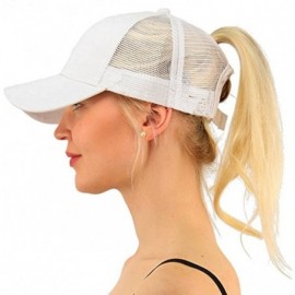 Skullies & Beanies Ponytail Cap Messy Trucker Adjustable Visor Baseball Cap Hat Unisex - White & Pink - CB18TODW7RW $21.31