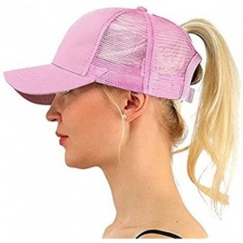 Skullies & Beanies Ponytail Cap Messy Trucker Adjustable Visor Baseball Cap Hat Unisex - White & Pink - CB18TODW7RW $21.31