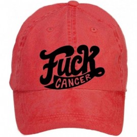 Baseball Caps Fuck-Cancer (2) Washed Cap - Red - CV12N78DSNU $14.63
