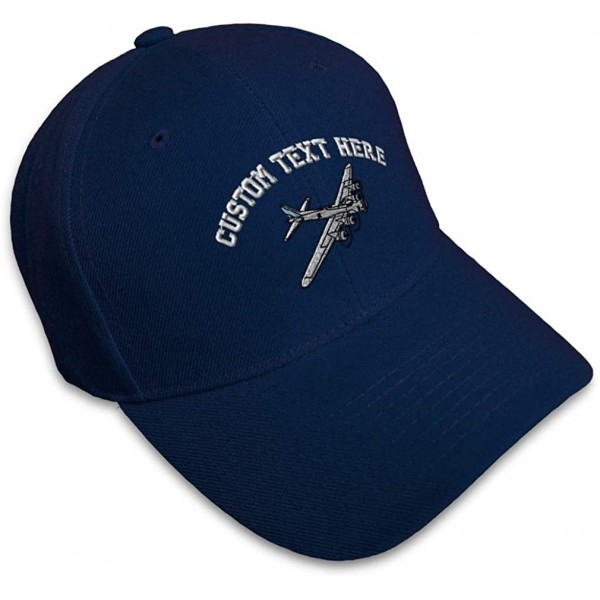 Baseball Caps Custom Baseball Cap B-17 Bomber Military Plane Embroidery Acrylic Strap Closure - Navy - C918SH27ERO $22.03