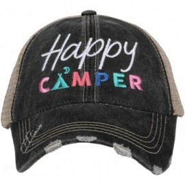 Baseball Caps Happy Camper Women's Trucker Baseball Hat - Trucker Hat for Women - Stylish Cute Ball Cap - Black - CA195OIW2IY...