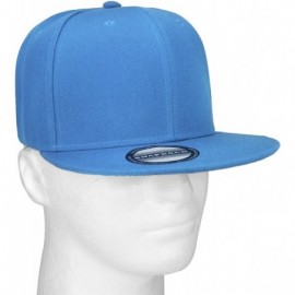 Baseball Caps Classic Snapback Hat Cap Hip Hop Style Flat Bill Blank Solid Color Adjustable Size - 2pcs Black & Skyblue - C11...
